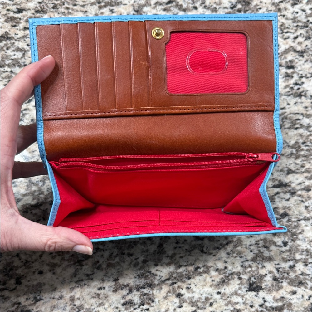 Dooney & Bourke Caribbean Blue Leather Wallet - Picture 7 of 9